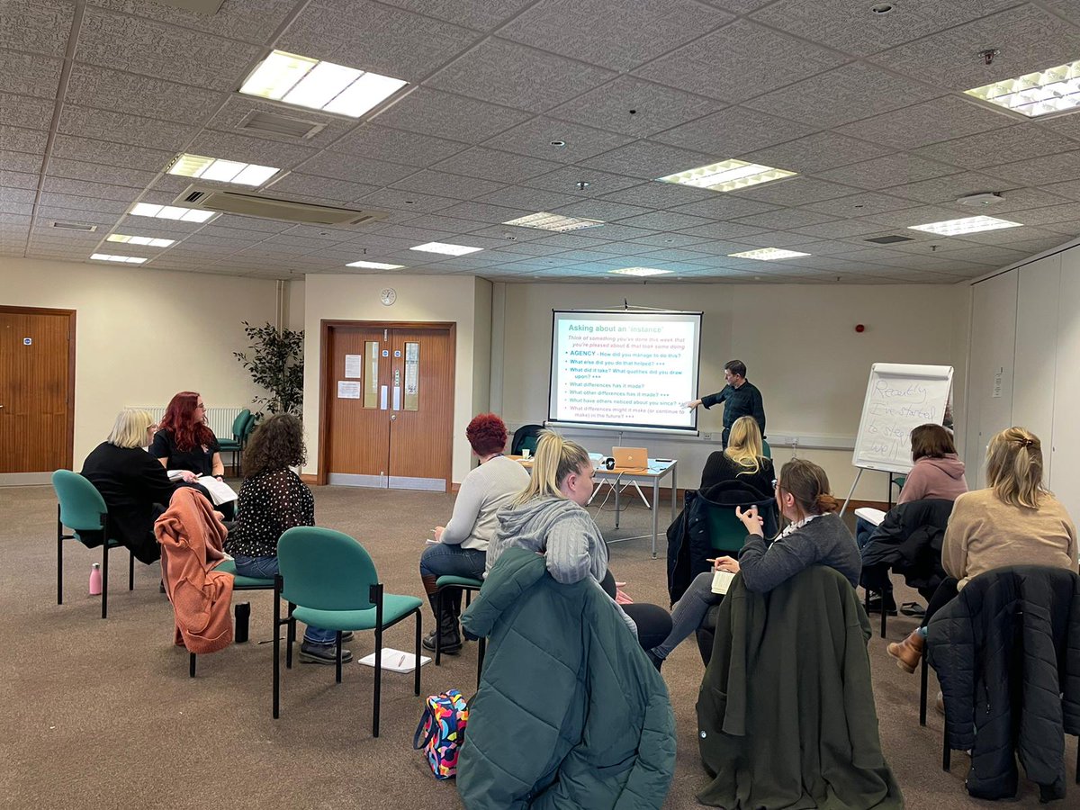 WFD_Darlington's tweet photo. @GuyShennan delivering Day 2 of Solution Focused Practice, with @RobCamVideos @Contact_RCP filming to put together a resource to use in the future. Great training and valuable in practice, get yourselves signed up for the next cohort folks π. #lovedarlo #solutionfocusedpractice https://t.co/PvIaTORFah