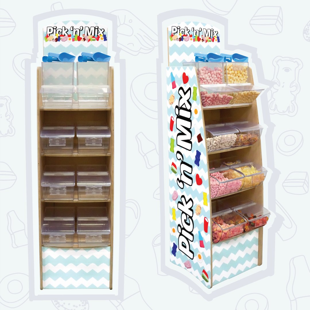 LtdEml's tweet photo. Checkout our sweet new launch... introducing our #littlemix pick &amp; mix stand!🍬 This 8-Bay freestanding shelving unit, comes with #zerowaste loose food dispensers &amp; is manufactured in the UK from #sustainablysourced FSC certified plywood. Shop now: https://t.co/u1R2I9Fq0i #retail https://t.co/XM5uvR3QqT