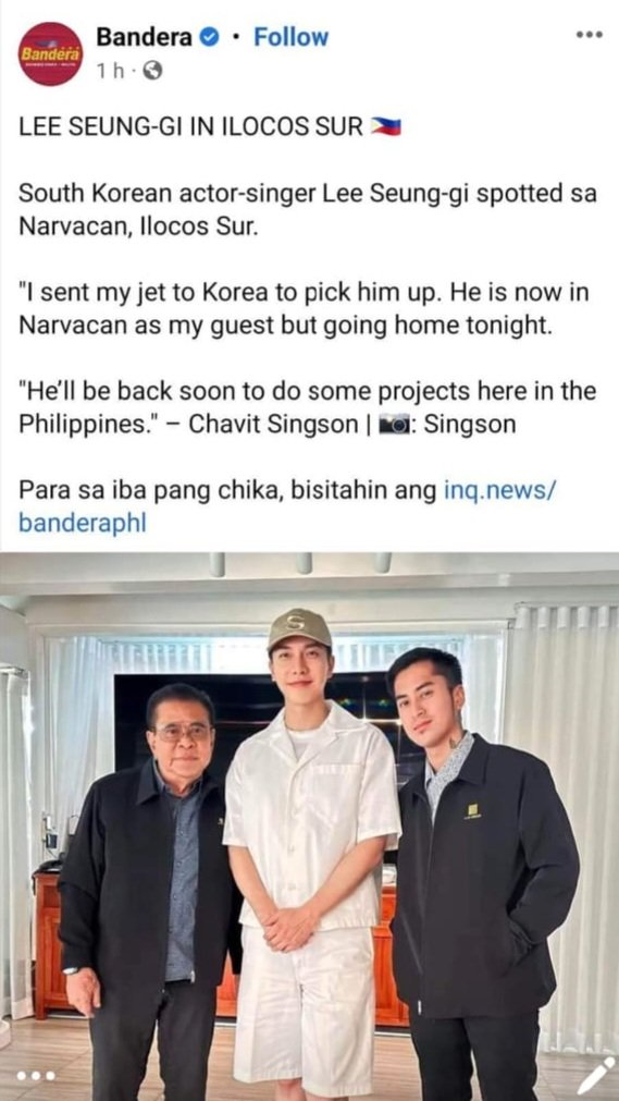 Lee Seung Gi was specially invited by Chavit Singson in Ilocos 😍
#LeeSeungGi