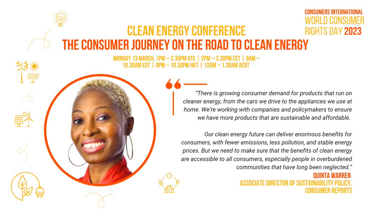 Consumers_Int's tweet photo. 📢Next week, @Consumers_Int keep the #energy going for our #WorldConsumerRightsDay23 Conference (13-17.03). 

Register now to join the conversation👉https://t.co/3gc70LvMDZ  

@ConsumerReports #WCRD23 https://t.co/7HDjmvoLZ9