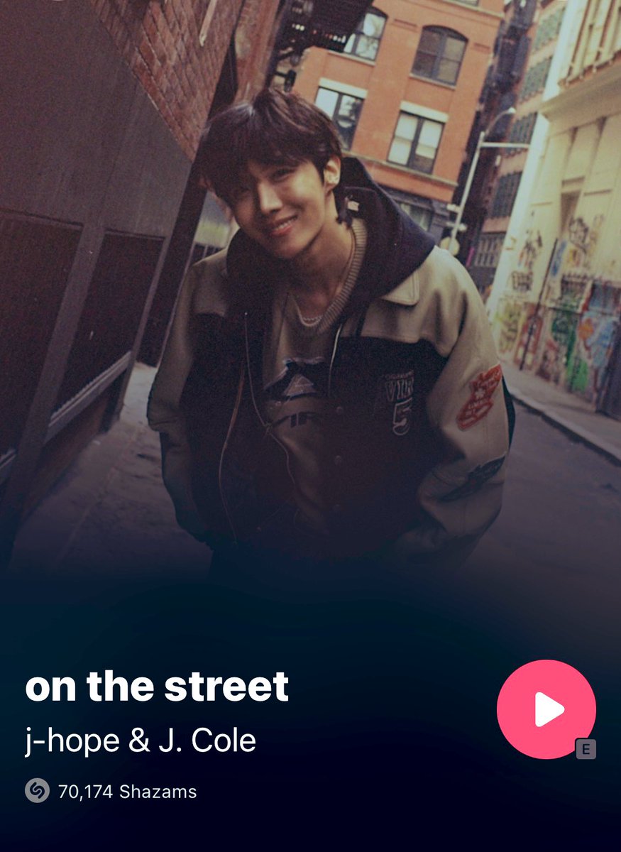 ‘on the street’ by j-hope & J. Cole has surpassed 70,000 Shazams. #jhope #on_the_street #with_JCole #jhopexJCole