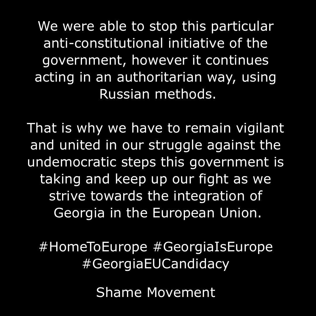 Shamemovement's tweet photo. #NoToRussianLaw #Protests #TbilisiProtests #Georgia #EU #Europe #HomeToEU #GeorgianEUCandidacy #EUIntegration https://t.co/hmLk210qmx