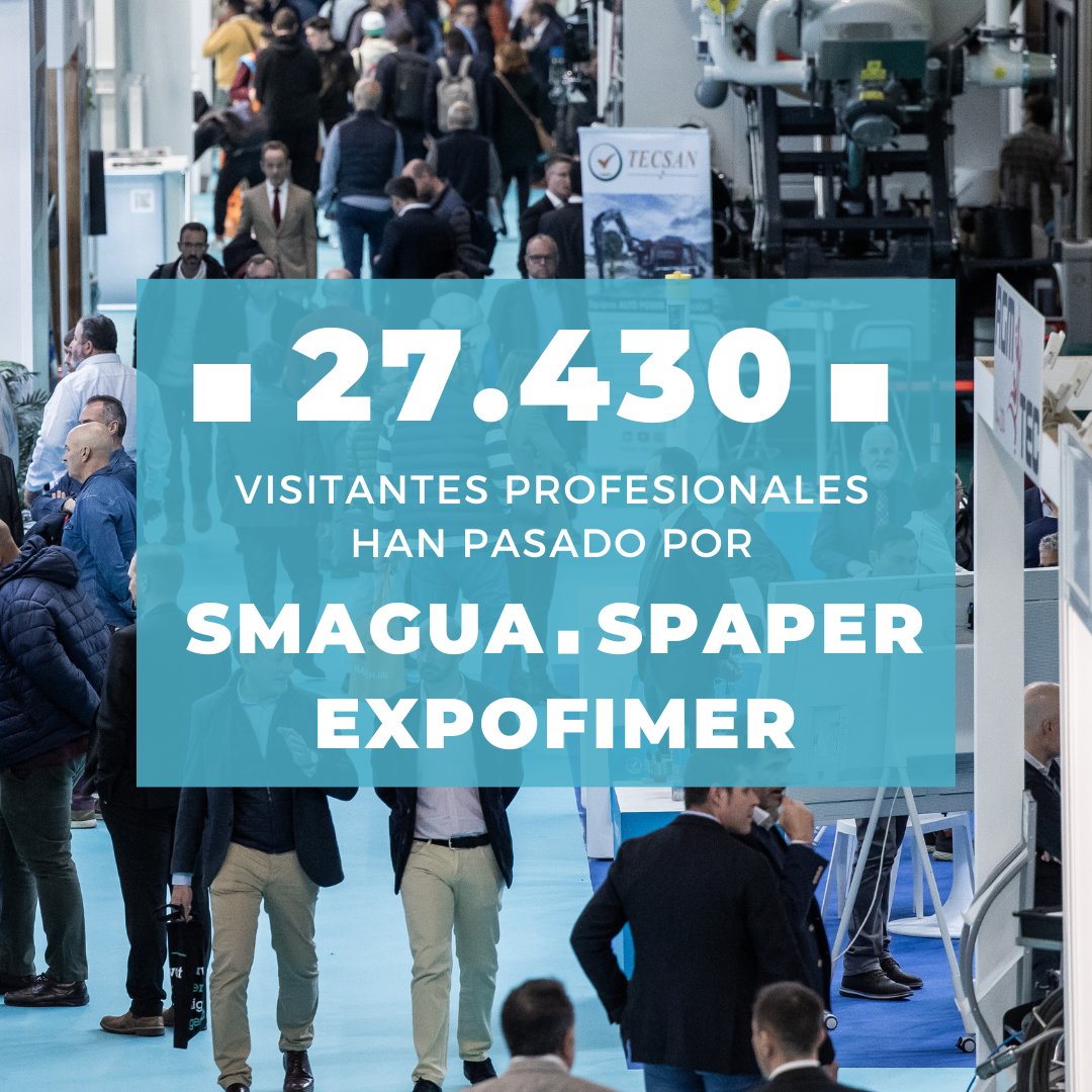 Smagua's tweet photo. Balance más que positivo #SMAGUA, #SPAPER y #EXPOFIMER con 27.430 visitantes profesionales de 30 países.
https://t.co/kDBBfcNAy6
¡Gracias a todos los que habéis participado! 💙 Sin vosotros #SMAGUA, #SPAPER y #EXPOFIMER no serían posibles.
¡Nos vemos en el 2025! 😍 https://t.co/BOdcMedJRj