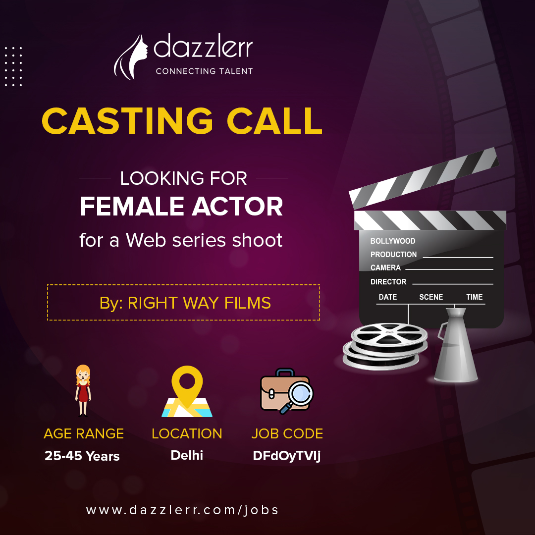 Required a Female Actress in a Supporting Role for a Web series shoot . . . bit.ly/3T4IElE . . . #FemaleActor #FemaleActress #ActressLife #ActingAudition #CastingCall #AuditionNotice #ActingCareer #ActingCommunity #ActingAgency #FilmIndustry #TVIndustry #Showbiz