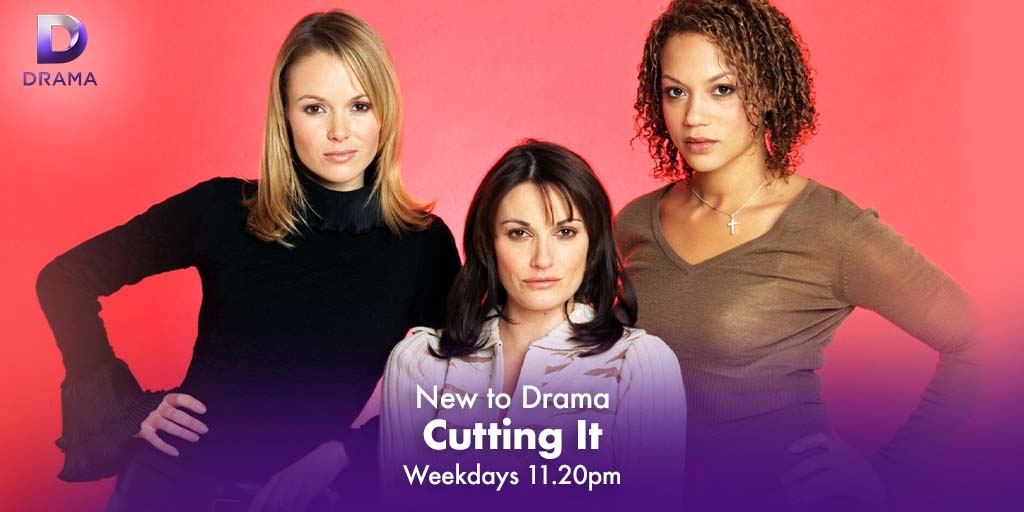 dramachannel's tweet photo. 🌟 New to Drama: Cutting it🌟
Don't miss this noughties drama about the bitter rivalries, professional & personal, between the workers of the Henshall-Ferraday hair salon in Manchester.
Staring #JasonMerrells, #SarahParish, @AmandaHolden & #BenDaniels.
Starting Mon 13th March https://t.co/DydoBZNFlt