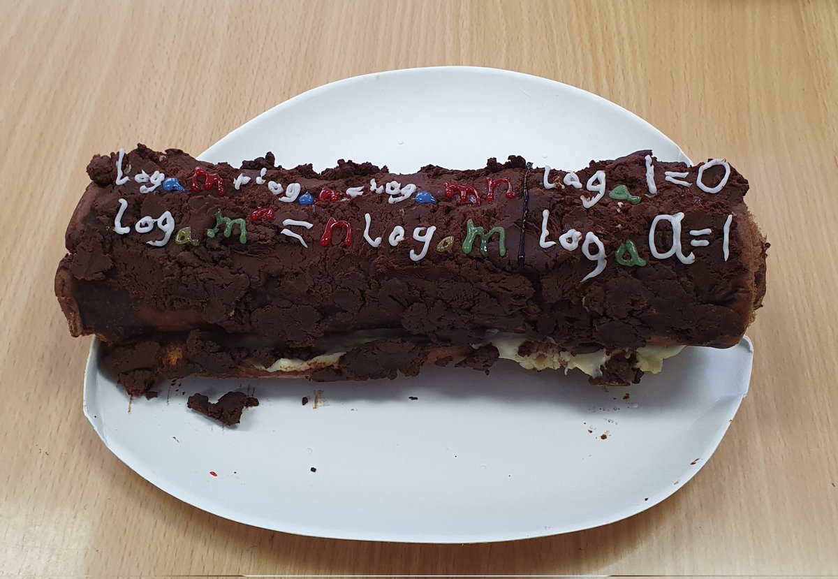 An imaginative and tasty offering today from Anton @solsch1560 Maths Cake Club - a chocolate log laws log!!! #SolSchMaths