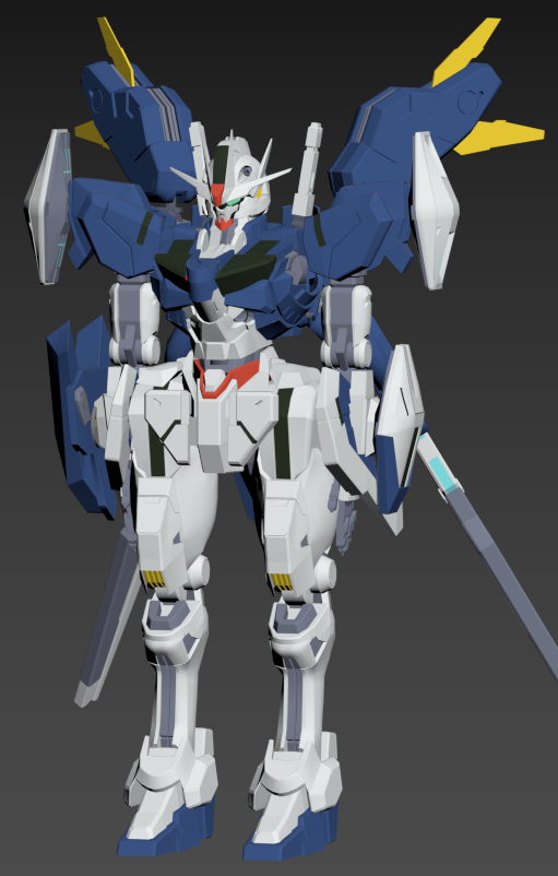 「【進捗day59】wipエアリアルの全身の基本テクスチャの色置き完了(長かった.」|遊戯ハツラツ@3DCGの人のイラスト