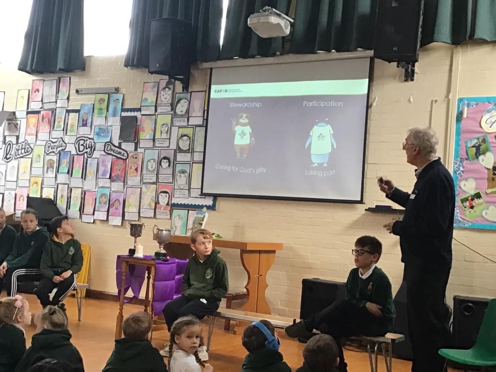 CafodSt's tweet photo. Today we had a visit from Mr Grattidge.  He is a volunteer with Cafod and told us where our Big Lent Walk money will be used https://t.co/0xHM5iRMji