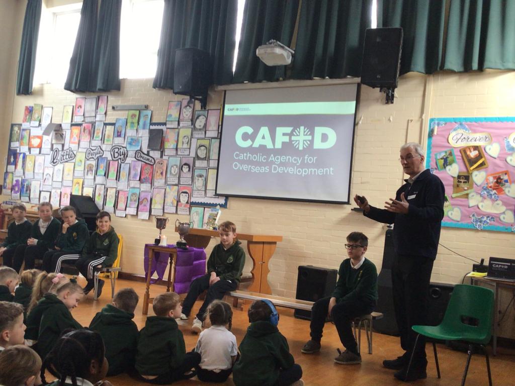 CafodSt's tweet photo. Today we had a visit from Mr Grattidge.  He is a volunteer with Cafod and told us where our Big Lent Walk money will be used https://t.co/0xHM5iRMji