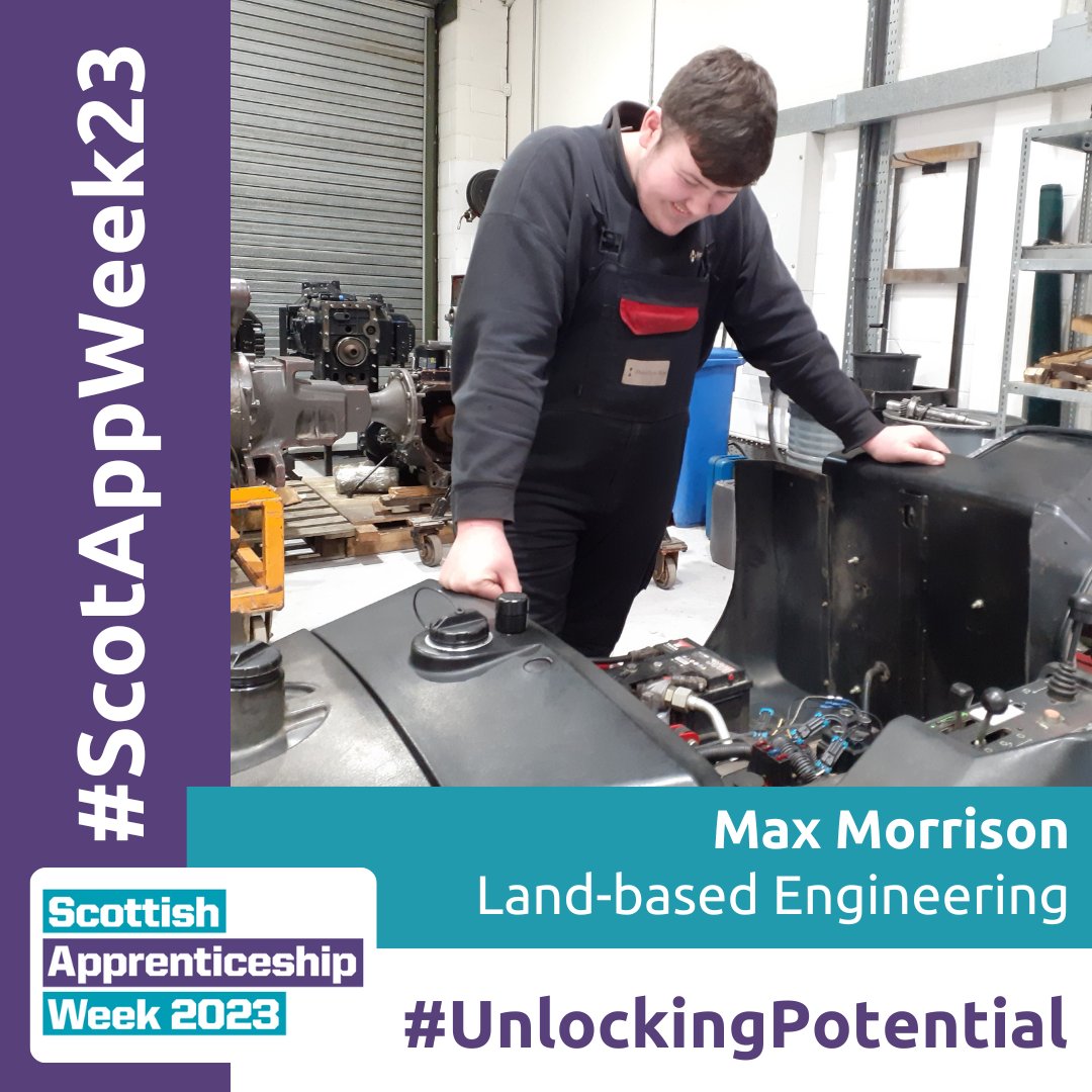 LantraScotland's tweet photo. On final day of #ScotAppWeek23 we’re highlighting Max Morrison from Lanarkshire, #Apprentice #Engineer for @hamrossgroup through @SRUC. Well done last night at our #ALBAS23 Max! @apprentice_scot @DYWScot #UnlockingPotential @BAGMA_tweets https://t.co/DN0hsSKpr3