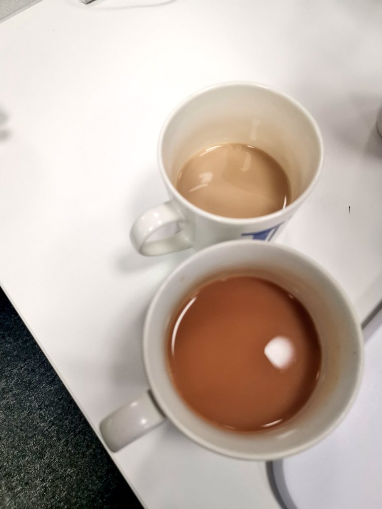 My crown for milkiest tea has been taken away by @EmmaLHallett