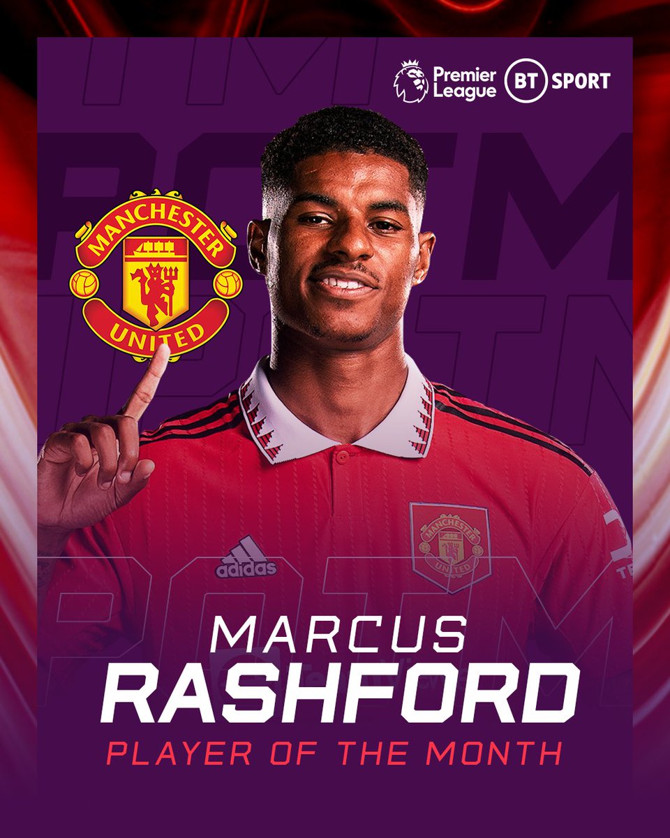 footballontnt's tweet photo. ✨ September 2022
✨ January 2023
✨ February 2023

Marcus Rashford does it again! 👏

The Manchester United talisman is named the Premier League Player of the Month for the third time this season.

#PLAwards https://t.co/XFByFRlQpE