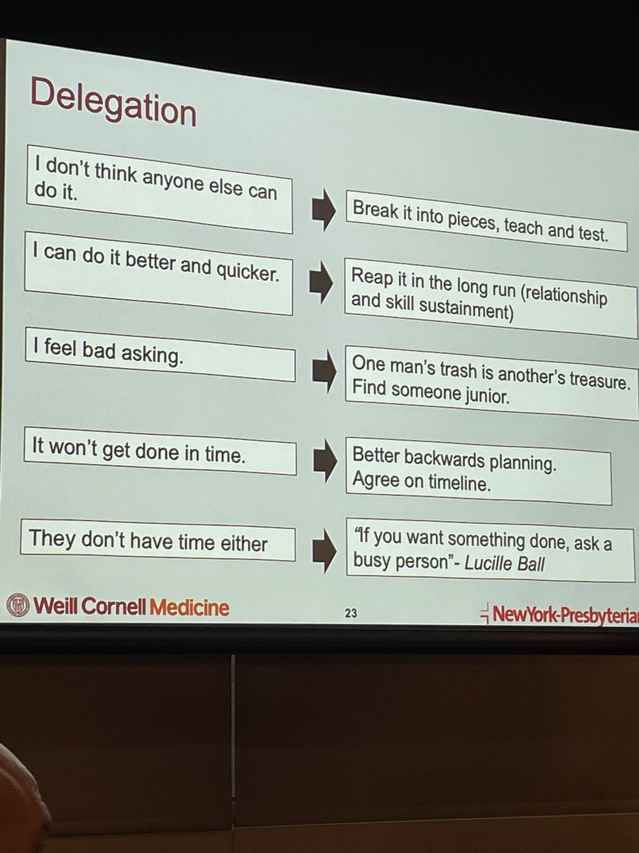 #commonexcuses for not #delegatingtasks and solutions 
Thank you #LAMP program @WeillCornell @JudyTungMD #professionaldevelopment 
#leadershipskillfridays