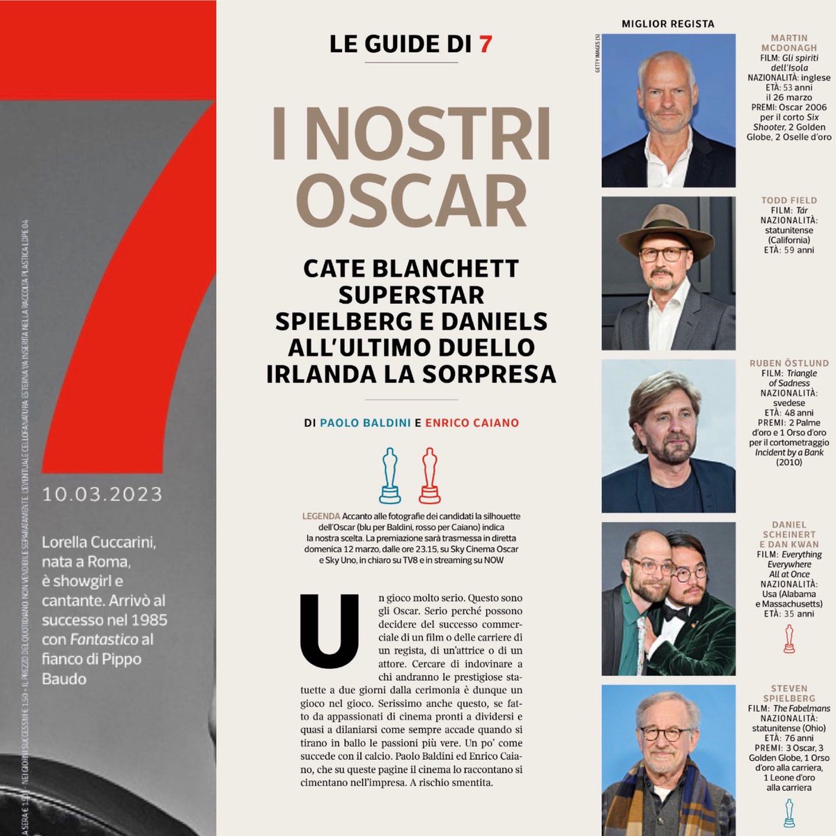 pabaldini's tweet photo. 🔴 @7Corriere @Corriere #MarilynMag 🛎 #TheFabelmans #GliSpiritiDellIsola #EEAAO con #MichelleYeoh #ColinFerrell #BrendanFraser #CateBlanchett e gli altri 🎬 Guida ragionata (e spericolata) all’Oscar di @pabaldini #EnricoCaiano 🫵 cerimonia 12-13.03 ⏰ l’articolo su #7Corriere https://t.co/hHxk4hED2s