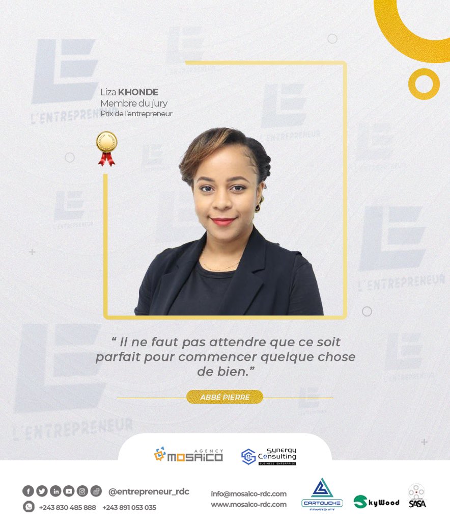 Entrepren_rdc's tweet image. 📌 L’ENTREPRENEUR 

#Mosaicoagency 
#Synergyconsulting 
#premiereedition 
#prixdelentrepreneur 
#Laissonsnosempreintesenrdc