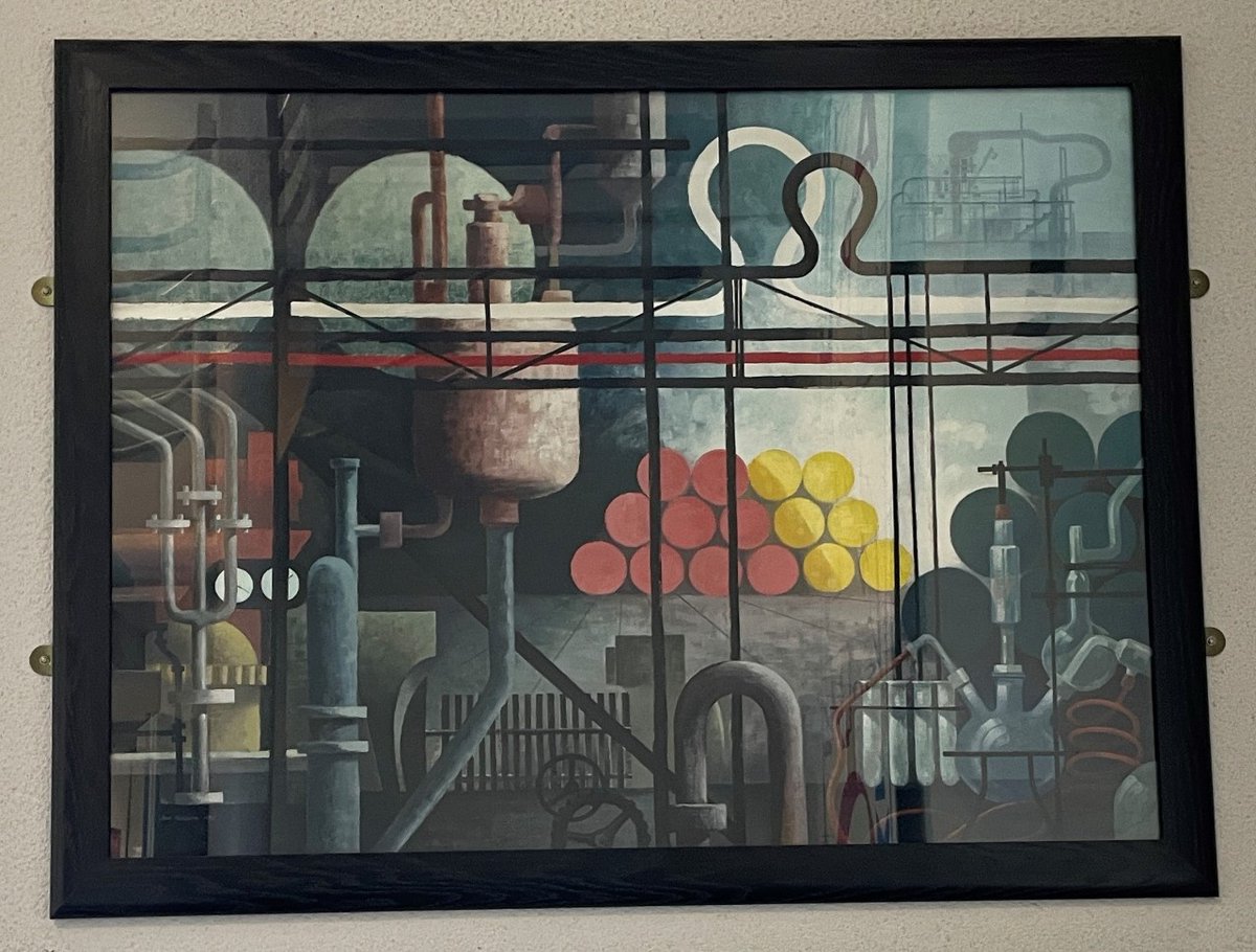 Oil and Pastel painting of a chemical plant by John Ferguson in 1962. Donated to our museum in 1985 by Lankro Chemicals #lankrochemicals #eccles #akcros #industrialart