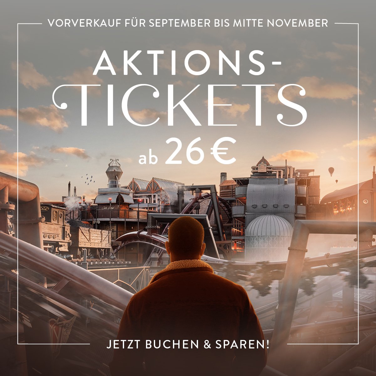 Wer zuerst bucht, spart am meisten! ⏳ Ab HEUTE gibt es in unserem Online-Shop Aktions-Tickets für September bis Mitte November ab 26 €. 🙌 

👉 Für begrenzte Zeit und mit begrenztem Kontingent in unserem Online-Shop: shop.phantasialand.de/Tickets/Ticket…

#phantasialand #aktionstickets
