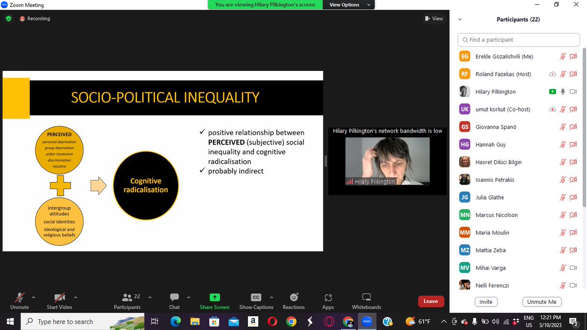 DRadProject's tweet photo. Prof. Hilary Pilkington Continues to discuss #Economic & #sociopolitical Inequality followed by the main findings & 3 interpretations with its themes connected to #radicalisation #DRadproject #DRad #Deradicalisation
@HEPPsinki @GIP_ge @AUParis @AUP_CCDS @GCU_GSBS @HorizonEU https://t.co/pCRAxbY5qo