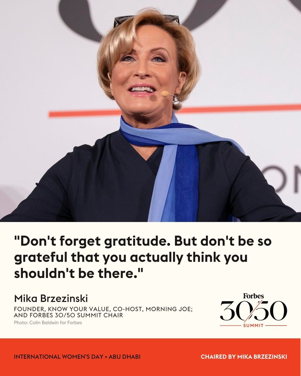 Forbes's tweet photo. At the #Forbes3050 Summit in Abu Dhabi, presented by @Forbes and @KnowYourValue, @morningmika spoke about attributing success. https://t.co/hzaWq8bC5X