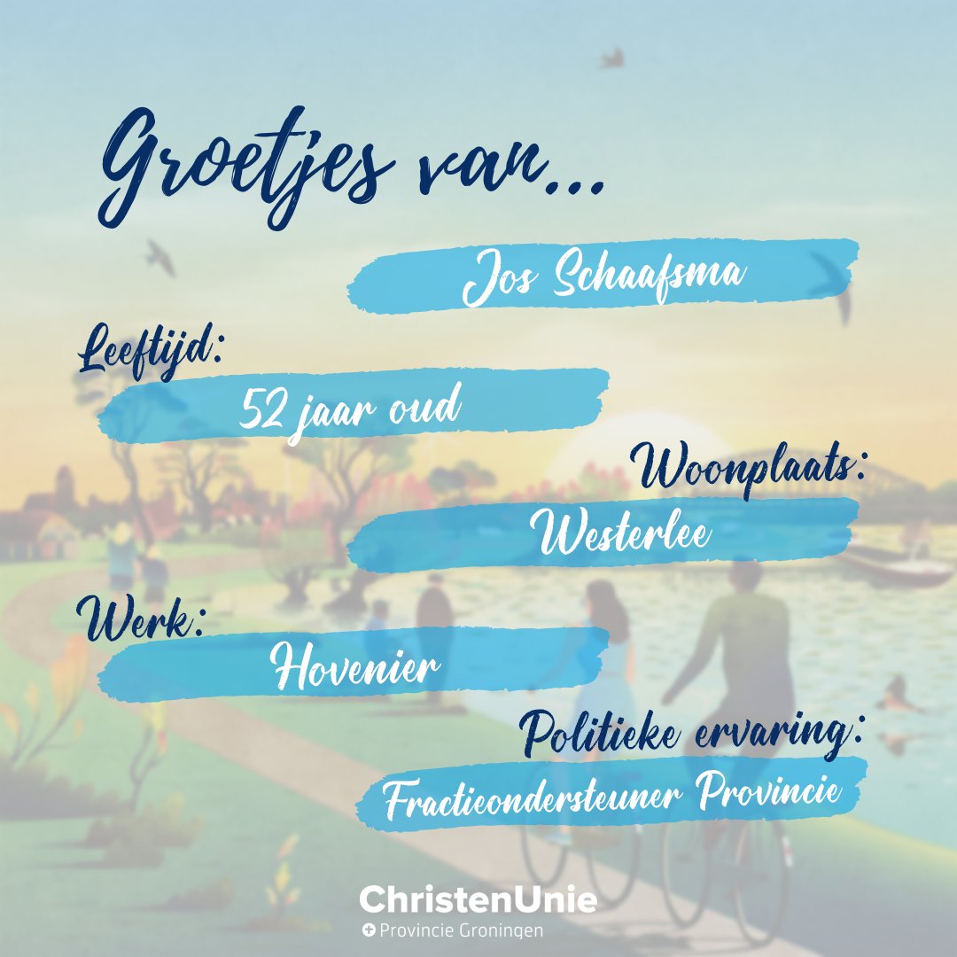 CUprovGroningen's tweet photo. 15 maart is het zo ver! Je mag weer kiezen wie voor jou gaat meebepalen wat er gebeurt in @hunzeenaas . Vandaag stellen we @josschaafsma aan je voor!

#groningen #politiek #waterschap #hunzeenaas #stemmen #ChristenUnie #teamCU #westerlee #oldambt #betergajebeginnentegaanstemmen https://t.co/Qfs13NM36Q