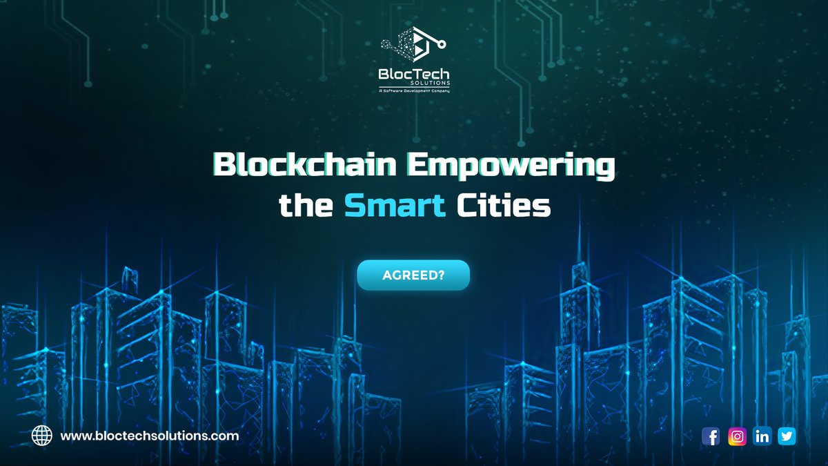 bloctechsol's tweet image. Blockchain is revolutionizing Smart Cities! It’s time to get smarter 
 #smartcity #Future
What is your opinion ? Comment below 

keep in touch with us @bloctechsol 
#bts #innovation #blockchain #future