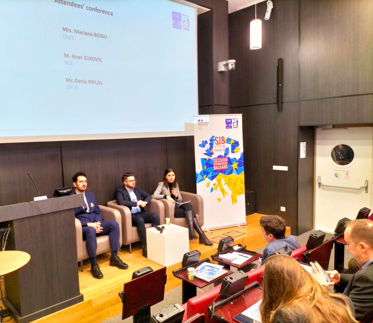 AnerZukovic's tweet photo. I was honored to represent the @rccint at the 3rd International Session for the WB in Paris and present ourย work on Security cooperation with such a distinguished audience. #WesternBalkans #SecurityCooperation #SaferRegion #GoodBetterRegional #SIB23 https://t.co/fIcCb6Oykv