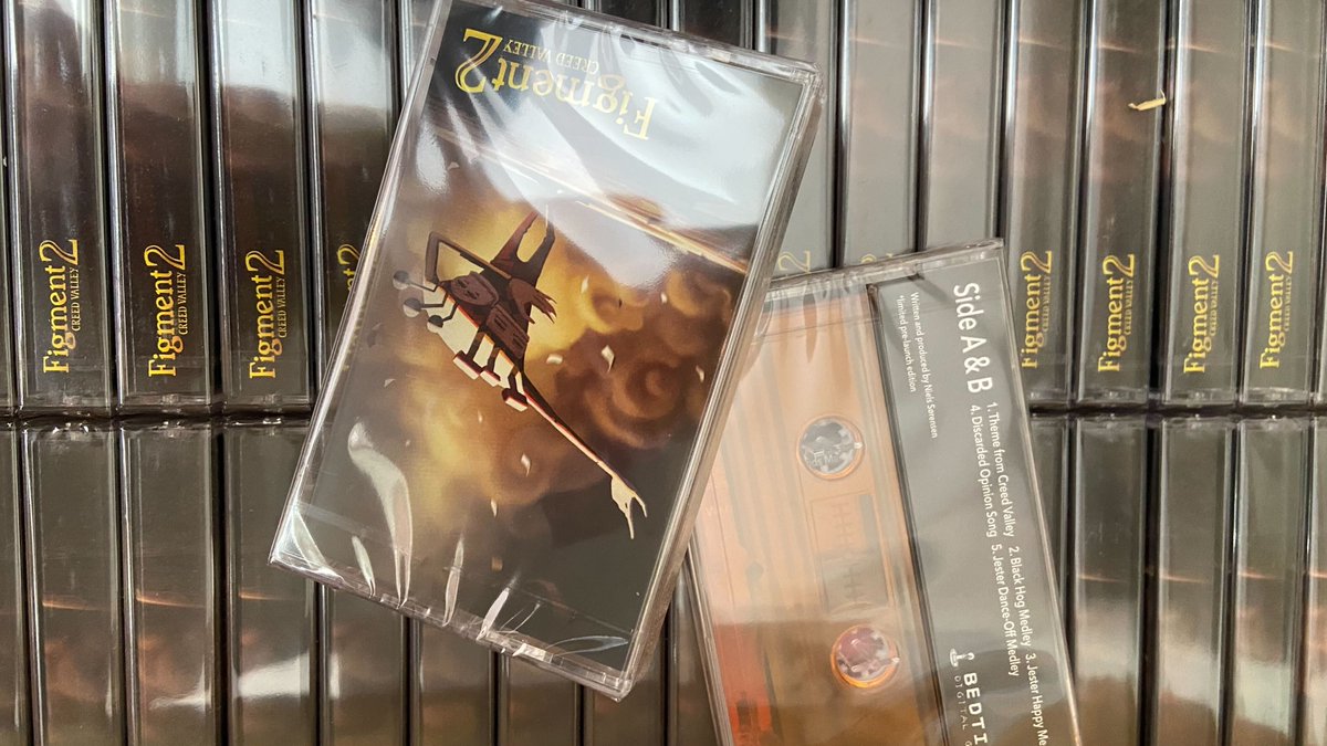 BedtimeDG's tweet photo. FIGMENT 2 MERCH GIVEAWAY

A package including:
 x 1 Black Hog Plush 
 x 1 Cassette with Figment 2 songs on it 
 x 2 Dusty Enamel Pins

To enter: 
🔁 Retweet and like this post 
🔔 Follow this account 

2 winners will be selected tomorrow, Saturday March 11th, 3pm CET. https://t.co/1axLNhXmLF