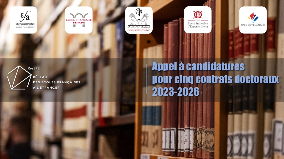 EFEO_Paris's tweet photo. 📣L'appel à candidature pour 5 contrats doctoraux du #MESR fléchés #EFE 2023-2026 est en cours !
📅 Candidatures jusqu'au 30 avril 2023, 15h (heure de Paris)
➡️ À l'EFEO :
https://t.co/rcOiE50kJP
➡️ Dans les autres EFE : https://t.co/9brV8930MU

#contratdoctoral #ResEFE https://t.co/dlLC29FyEQ