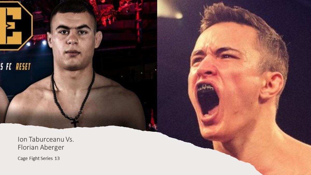 Cangrejoruiz's tweet photo. 3. Florian Aberger will face Ion Taburceanu at #CFS13. Aberger is a really smart middleweight who could make it to the big show this year. Taburceanu is tough guy who likes to finish guys early, so this should be entertaining for whatever it lasts https://t.co/v3Mwxvn0Gg