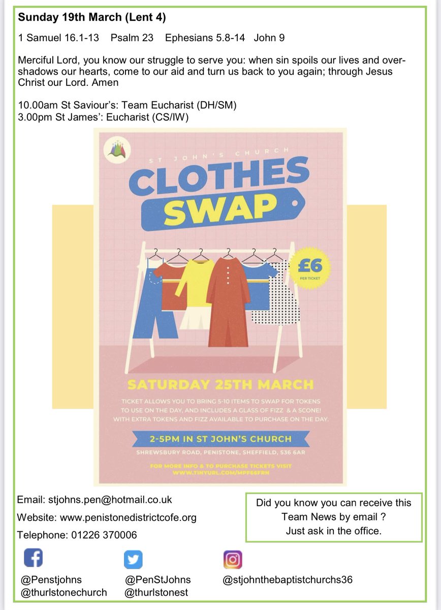 Team News for the week ahead! #penistone