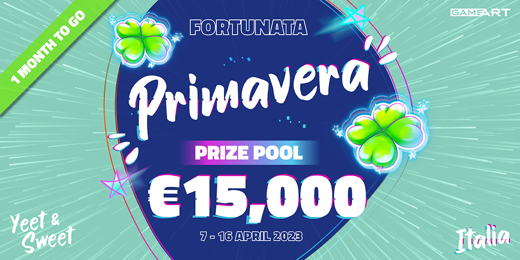 &#128075; Heads up for our 2nd Yeet&amp;Sweet tournament for Italy, &#127808; FORTUNATA PRIMAVERA, &#127808; coming up in a month&#39;s time! It will comprise 6 slot games that are very popular on the Italian market: Money Farm, Money Farm 2, Xtreme Hot, Chili Quest, Lady Luck, &amp; Lucky Coins.

