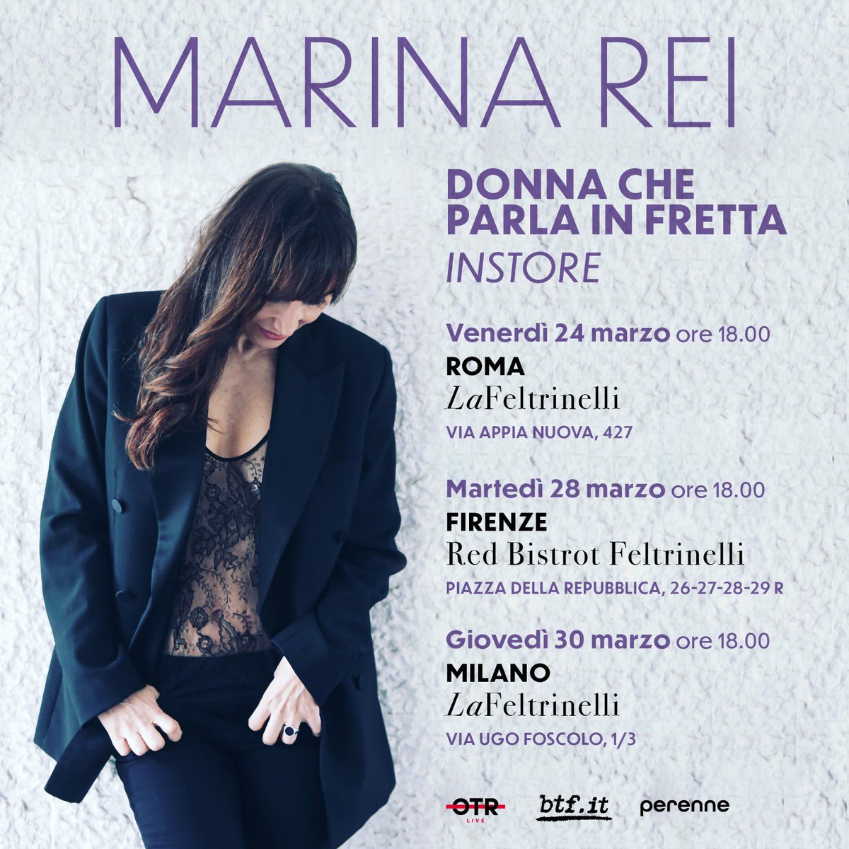 Rivedersi è sempre bello, non vedo l’ora di incontrarvi alla Feltrinelli di Roma Via Appia il 24/03 - giorno d’uscita di #DonnaCheParlainFretta Live - il 28 a Firenze Red Repubblica e il 30 a Milano alla Feltrinelli via Foscolo. Tutti gli appuntamenti alle ore 18.
Manca poco ❤️