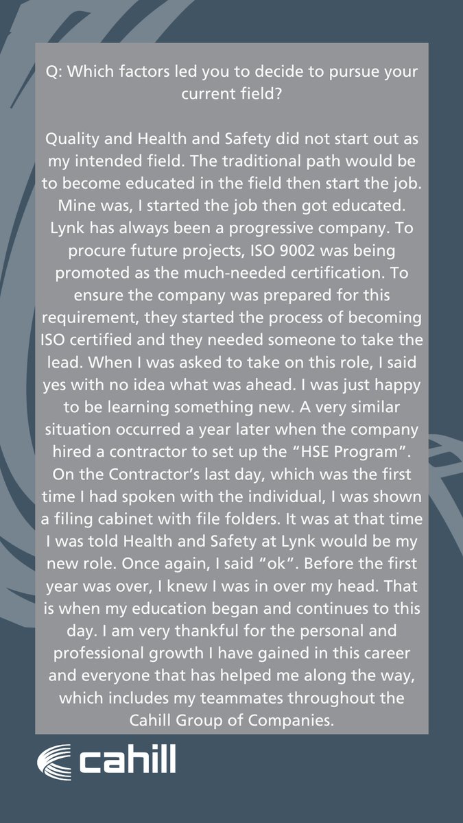 This week we have been celebrating both #womeninconstruction week and #internationalwomensday !

Today, we conclude our highlights with Colleen Brushett. Colleen works with us at Lynk, in Sydney, Nova Scotia as QHSE Manager and has been working with us since 1984!