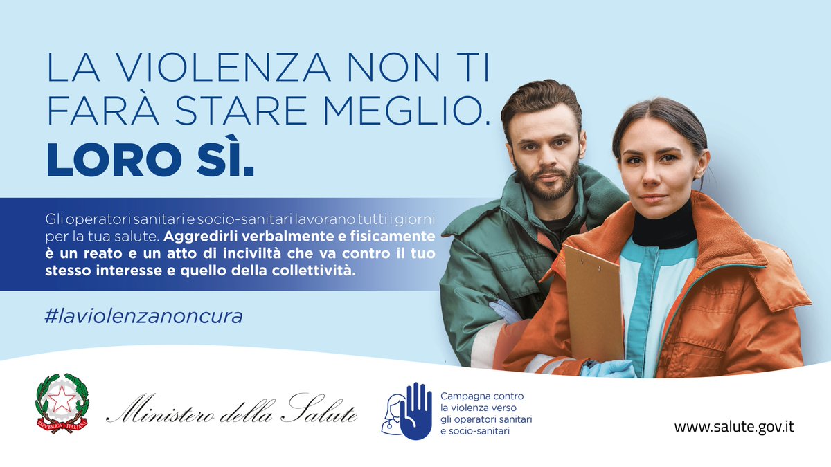 Il Ministro Schillaci a <a href="/Unomattina/">Unomattina</a>: "Registriamo un crescente numero di #aggressioni a operatori sanitari e sociosanitari, soprattutto nei pronto soccorso. È un problema culturale. Al via la campagna di sensibilizzazione #laviolenzanoncura e aumento dei presidi di polizia".