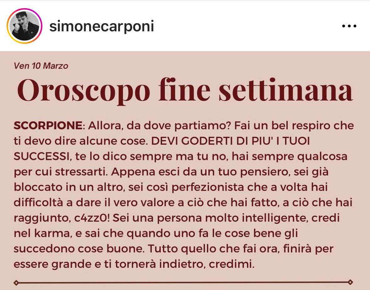 Merygrif's tweet photo. #oroscopo #simonecarponi 🔜 https://t.co/aqrd7zWsRw