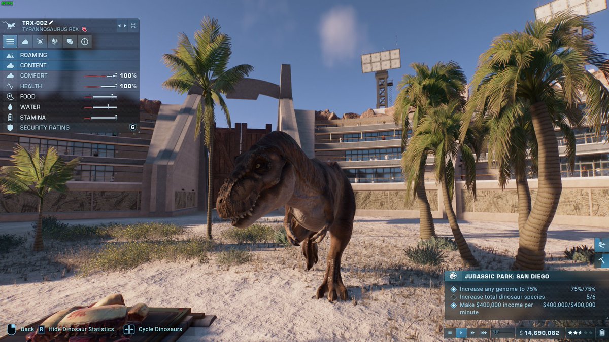 Think85's tweet photo. Rexy gonna get ya #PCGaming #JurassicWorldEvolution2 https://t.co/h4pwGgbRri