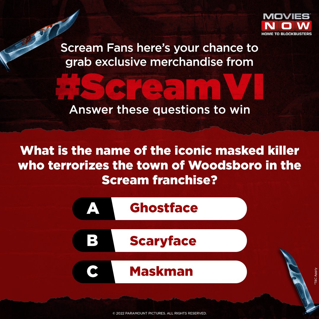 #Scream6 #Scream #ScreamMask #MelissaBarrera #CourteneyCox #JennaOrtega #HorrorMovies #SuspenseMovies #ThrillerMovies #Movies #Hollywood #FridayMovie #NewMovies #Horror #Haunted #Ghost #HollywoodMovies #TrendingMovies #Giveaway #Contest #GiveawayAlert
