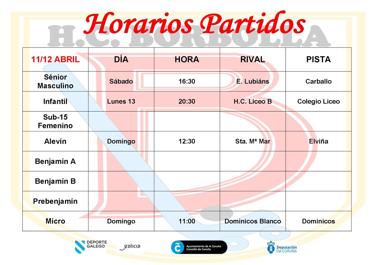 Horarios partidos fin de semana
