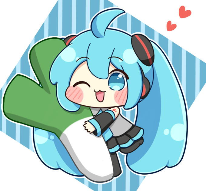 ちびミクさんとネギ 