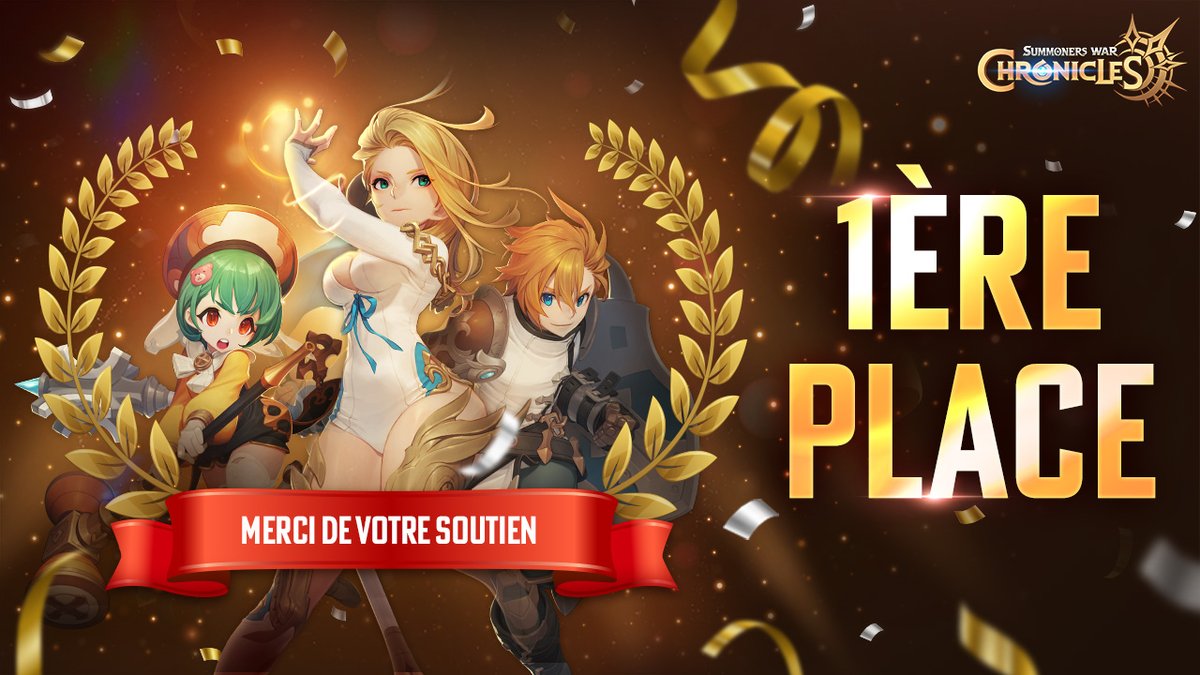 chronicles_fr's tweet photo. Summoners War: Chronicles est en tête des classements sur différents marchés d'applications et plateformes !

Pour célébrer ça, voici 2 cadeaux de connexion : 
• Ticket de sélection 4★ (Feu, Eau, Vent) 
• Ticket de sélection 3★ Lumière et Ténèbres https://t.co/SIbVavKNXY