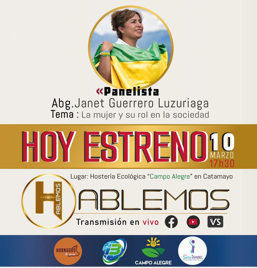 ⭕️#HoyEstreno del programa #𝑯𝒂𝒃𝒍𝒆𝒎𝒐𝒔
 ¡𝐒í𝐠𝐮𝐞𝐧𝐨𝐬 en nuestras redes sociales! 𝐋𝐚 𝐯𝐨𝐳 𝐝𝐞𝐥 𝐬𝐮𝐫 𝐭𝐯 &amp; en youtube.com/@lavozdelsurtv… 

AUSPICIANTES
▪️ Intercom. Catamayo
▪️ Hostería Ecologica Campo Alegre
▪️ Clínica Santa Isabel
▪️ Hornados &amp; Más
