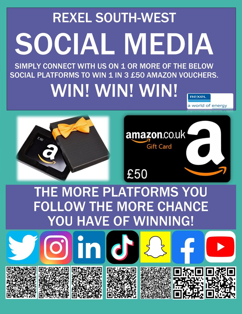 RexelSouthWest's tweet photo. Huge Congratulations to our 3 lucky £50 Gift Card Winners by simply following our Rexel Social Media Platforms.  We have @SulisElectrical from Bath, @summerselec from Bideford &amp; Trezona Electrical from Redruth. 
Stay tuned for our next upcoming events &amp; giveaways. #rexelsouthwest https://t.co/TKXj545wMF
