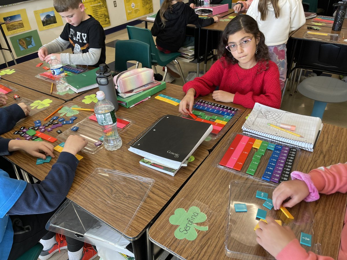 MsCalandrillo's tweet photo. Throughout the week students learned different strategies to compare fractions. Here, students used fraction tiles to help visualize a specific strategy (complement to 1 whole), to help determine which fraction was greater! @RSDBusinessMath https://t.co/zCdEDuSWAZ