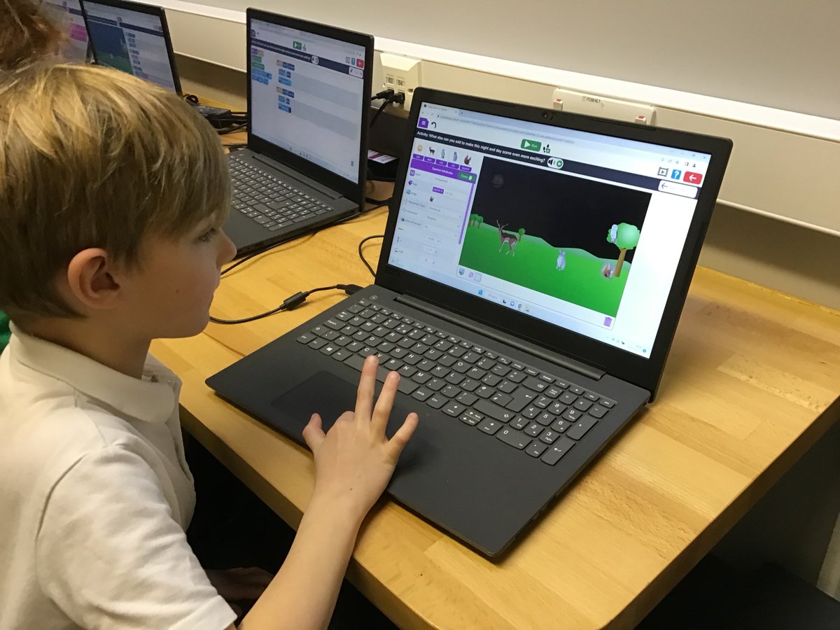 BVPSY4's tweet photo. Year 4 are really enjoying their computing lessons on coding at the moment. Today we learnt the difference between ‘time after’ and ‘time when’ commands in different algorithms. #bvpscomputing https://t.co/raxtrKRNSL