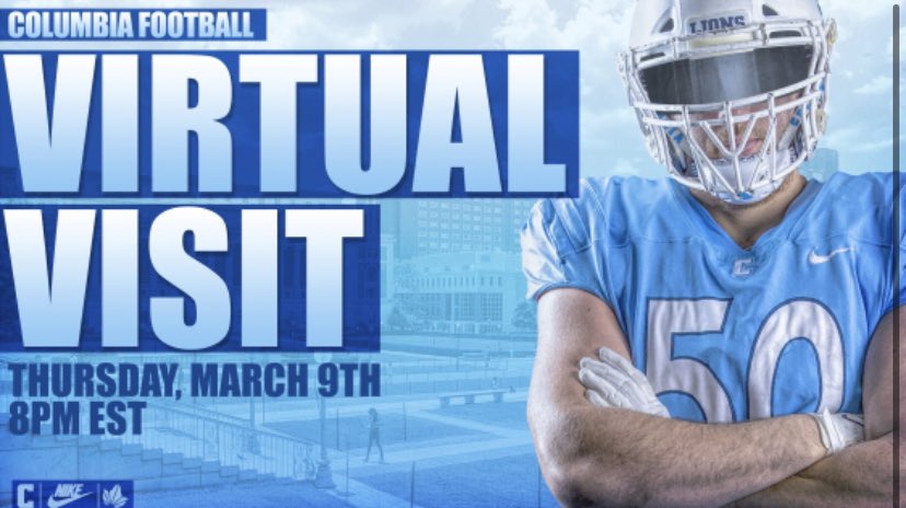 ParkerThreatt's tweet photo. Really appreciate the invite for the  Virtual Junior Day at Columbia that happened last night. I enjoyed learning about the campus, future camps, and the coaching staff! @Coach_Fab @CoachMornhinweg @CoachJonMc @CULionsFB https://t.co/DCU7iMr3Rr