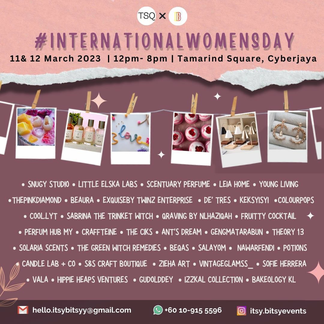 itsybitsyevent's tweet photo. This IWD, as we celebrate all the wonderful women in our life, here’s your chance to show your appreciation with thoughtfully crafted gifts from our vendors at our specially curated IWD market. There also fun workshops and you can even DIY your own gift! https://t.co/6p5wB1frWl