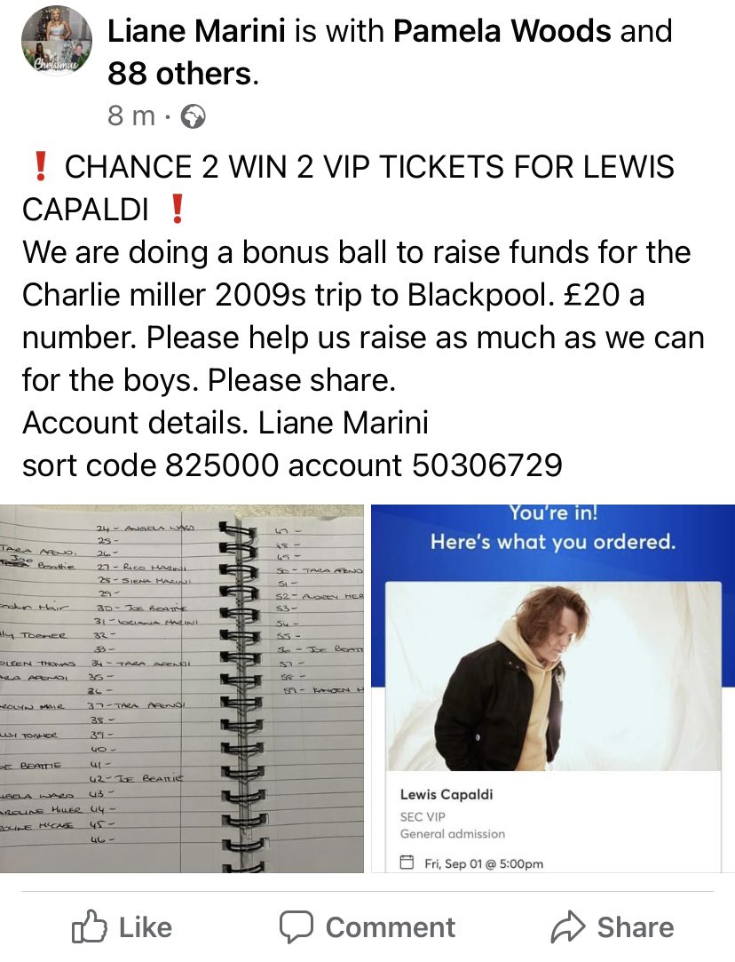 @charliemillerfa are doing a bonus ball to raise money for the kids Blackpool trip. If anyone would like a number just comment below.