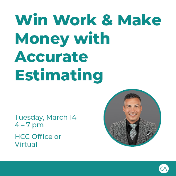 Want to look how to prepare successful construction estimates from the big guys? Join Enrique Elizondo and HCC Contractor Academy on Tuesday for "Win Work &amp; Make Money with Accurate Estimating!" zurl.co/oDvZ #hccolorado