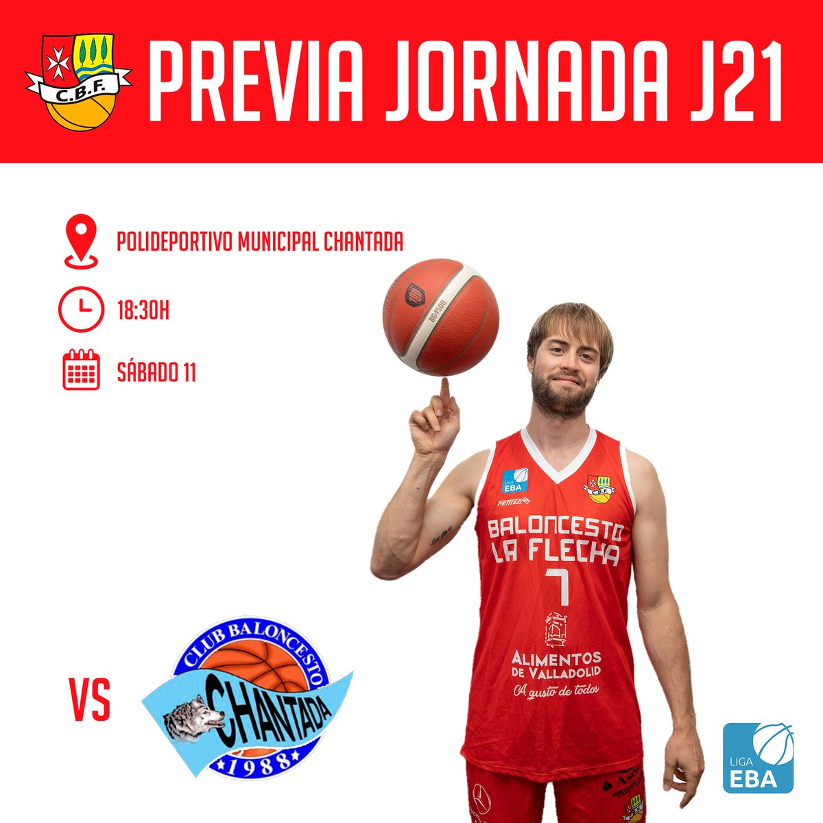 |PREVIA JORNADA 21|

Mañana nos enfrentaremos al líder en su feudo.

🏆 Liga EBA A-B
⚔️ <a href="/UcogaCBChantada/">Ucoga Seguros CB Chantada</a>
📌 Polideportivo Municipal Chantada
📅 Sábado 11
🕟 18:30

#VamosComoFlechas