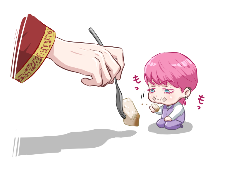 food on face pink hair food solo focus eating spoon sitting  illustration images